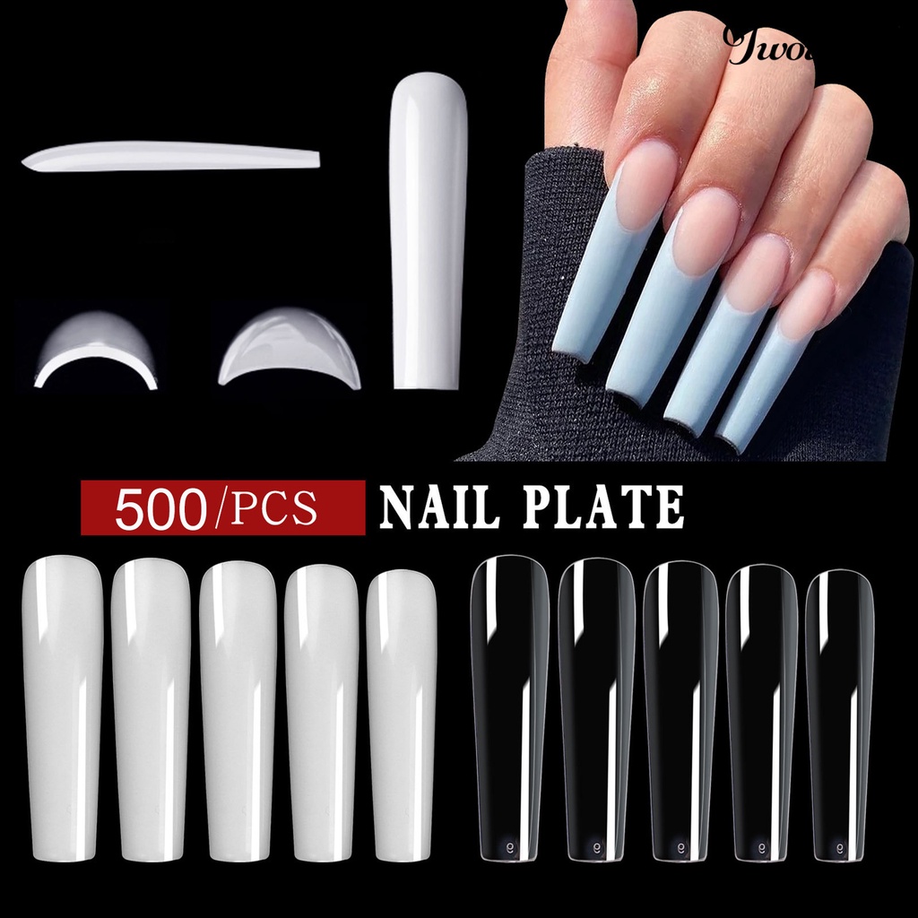 500 Pcs Extension Kuku Bentuk Persegi Panjang Untuk Makeup Manicure