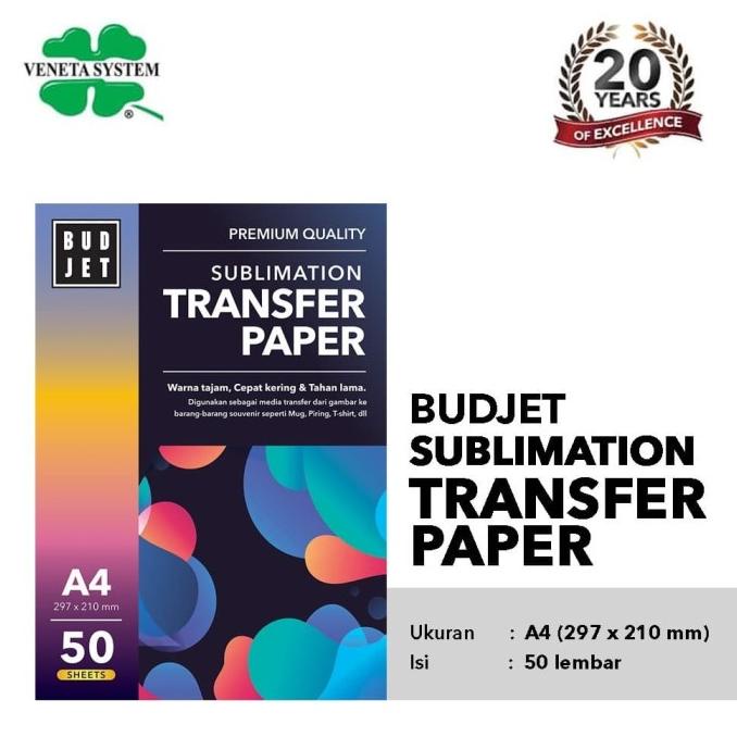 

SALE Kertas Sublim Sublime - Budjet Sublimation Transfer Paper A4 isi 50