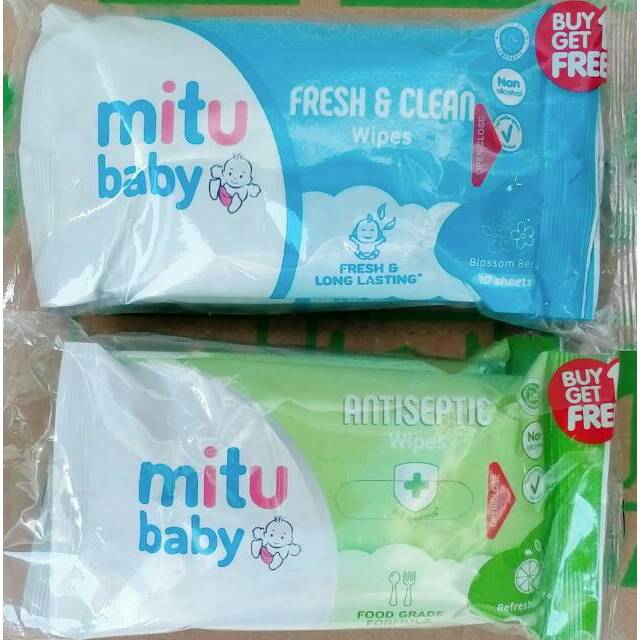 Tissue Basah Mitu Baby Antiseptic 10's (beli 1 gratis 1