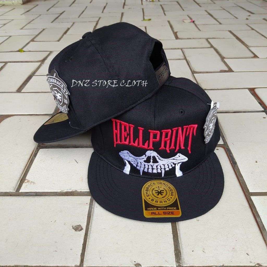 Topi HELLPRINT snapback bordir snapback hiphop