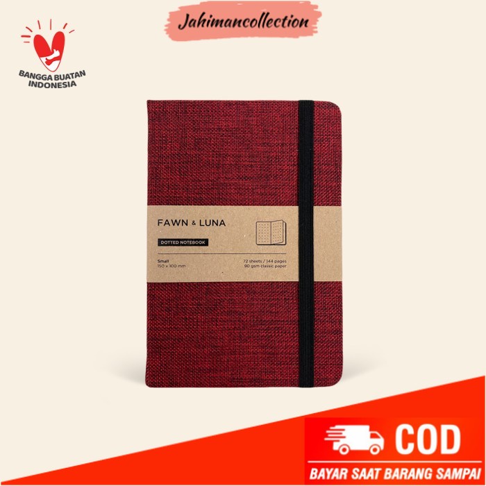 

✨ BISA COD ✨ Notebook A6 Small - Ruby Red Fabric - Plain / Dotted Paper - Ruled