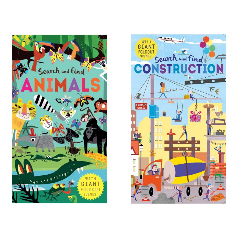 Search and Find: Construction Animals Children Book with Giant Fold Out