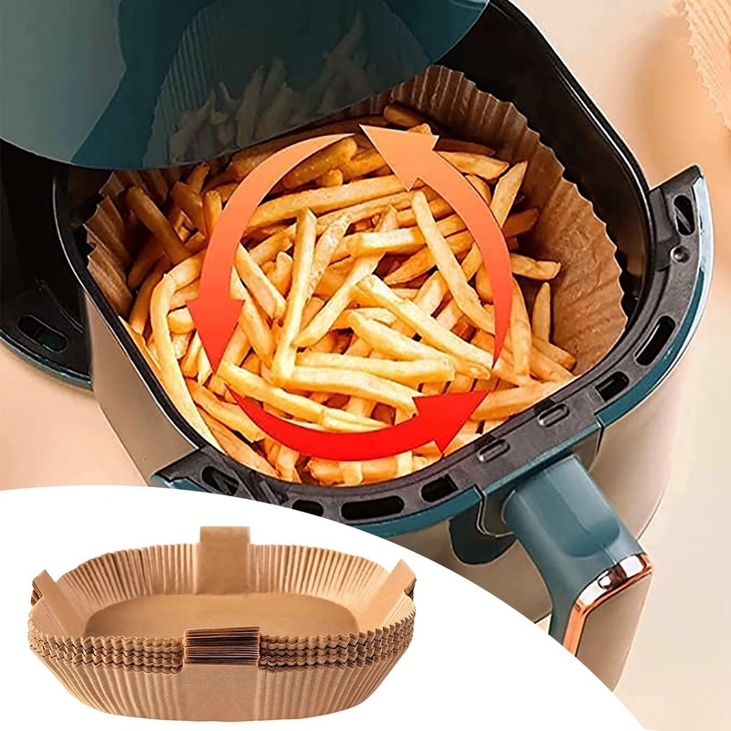 50 / 100 Pcs Aksesoris Baki Alas Oven Steamer Udara Tahan Panas Anti Lengket Portabel Untuk Makanan BBQ