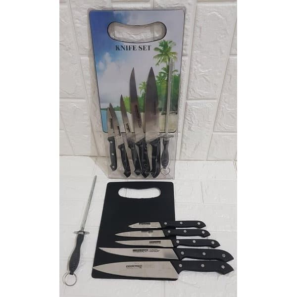 Knife set stainless Pisau dapur 7in1 Talenan kitchen gunting serbaguna