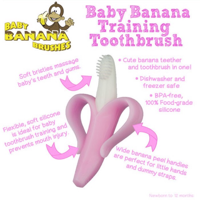 BABY BANANA Training Toothbrush Infant Pink | Teether Toothbrush | Sikat Gigi Bayi