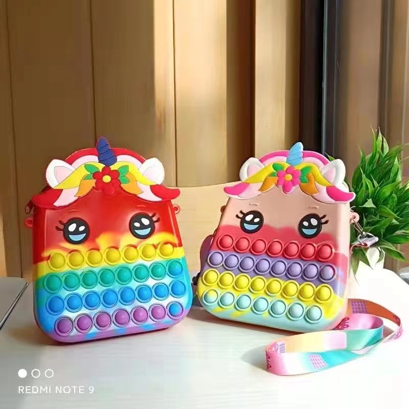 Pop it Unicorn Tas Pop it Anak Dompet Pop it Tas Selempang Anak Wanita Tali Kain Berkualitas Import tas tas ukuran besar