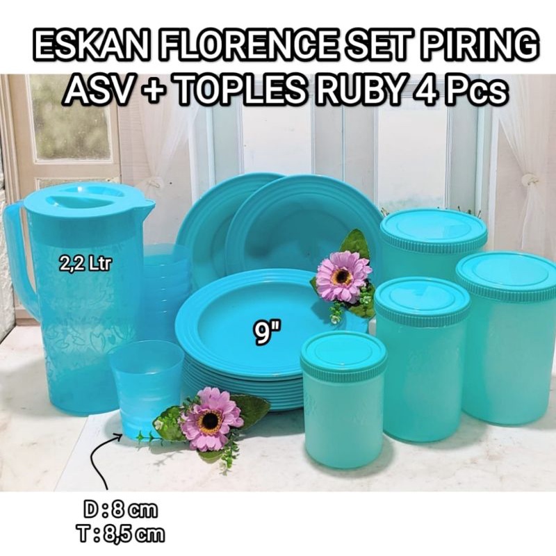 Teko Set Piring Asvita Set Toples Ruby