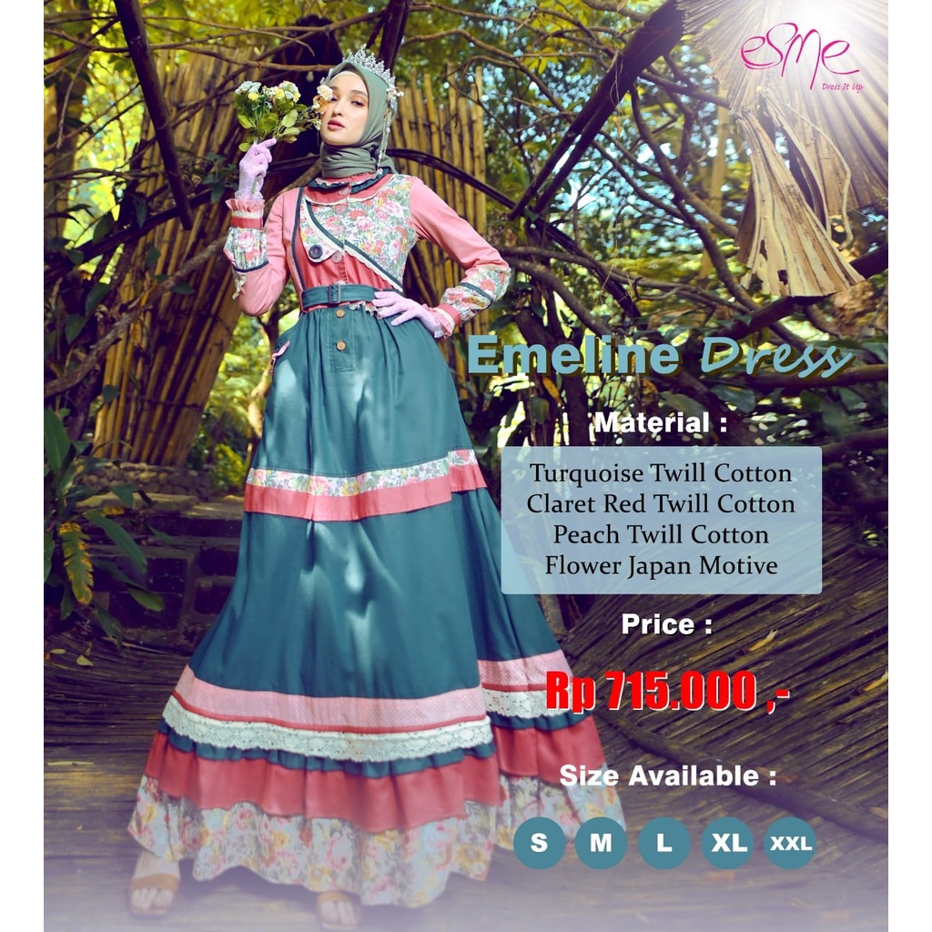 GAMIS ESME EMELINE ORIGINAL KEKINIAN MODERN TRENDY SIMPLE ELEGANT MODIS TREND MUSLIMAH FASHION BEST 