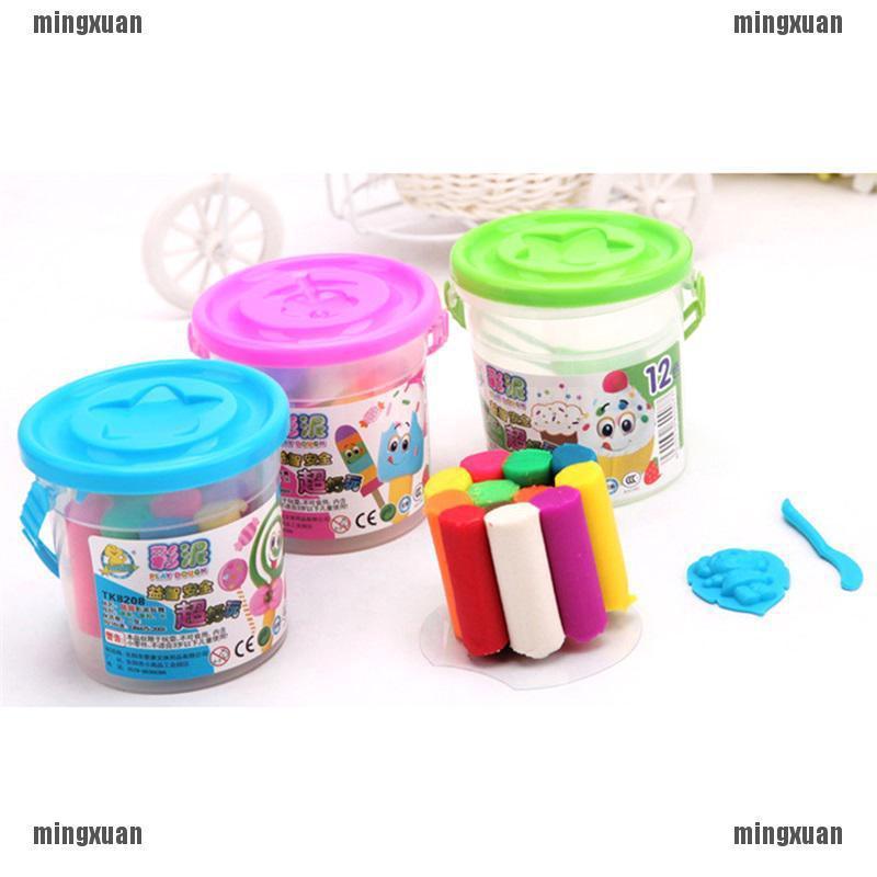 15 Pcs Mainan  Clay Plastisin 12 Warna dengan Kemasan Ember 