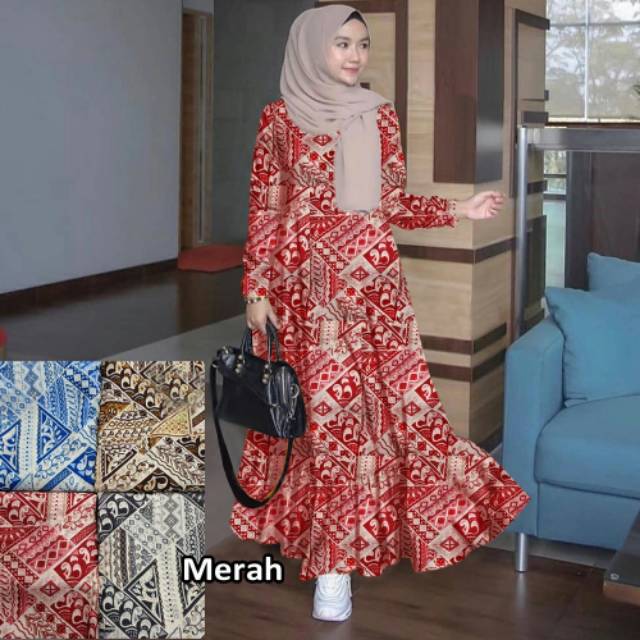 MAXI KEMBANGAN BATIK TERNA RAYON 4 warna