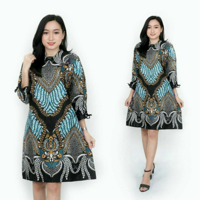 BAJU BATIK WANITA LD120 TUNIK BLUS GAMIS JUMBO SERAGAM KERJA - madu ijo, XXL