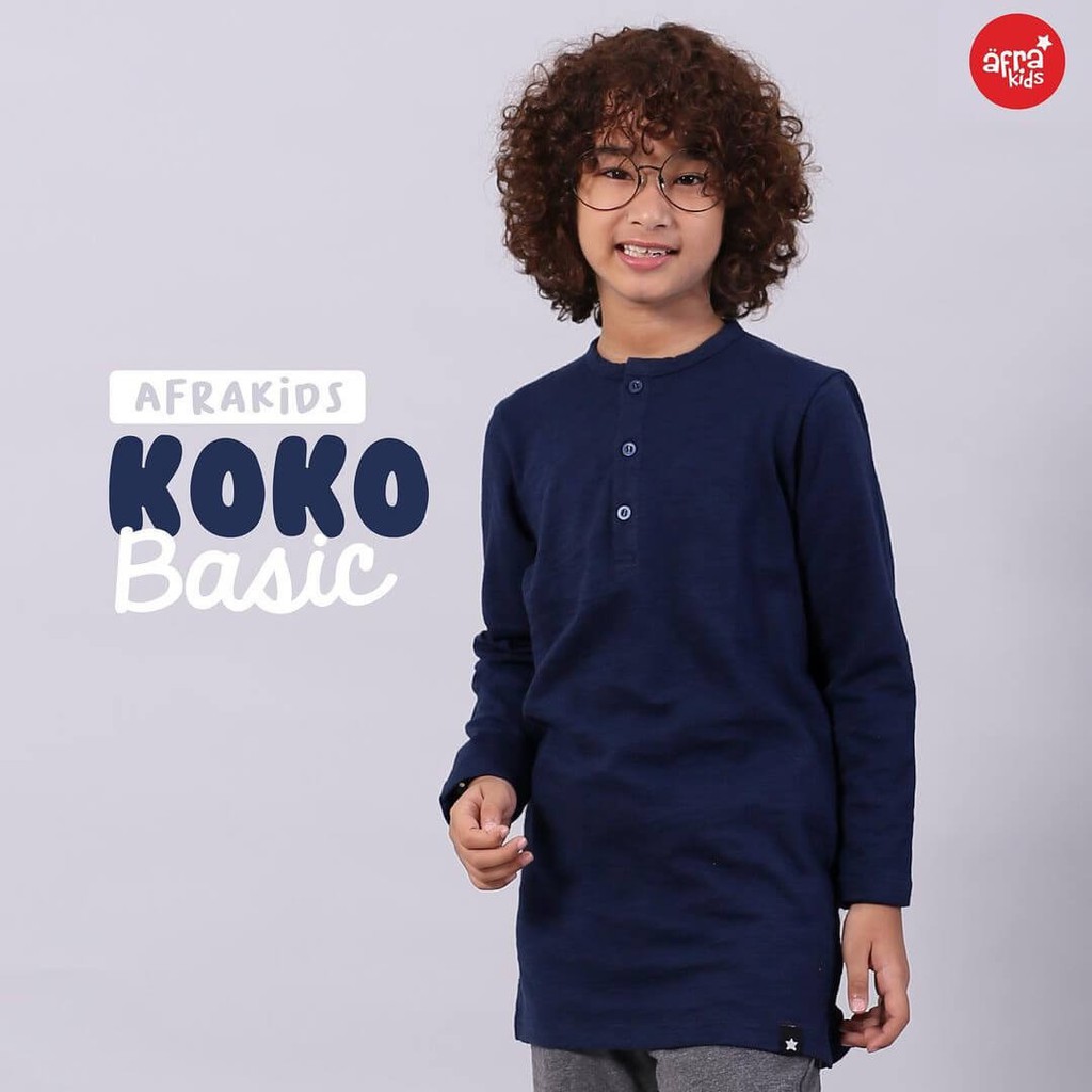 Baju Koko Anak Muslim Afrakids AFRA - KK001 Navy