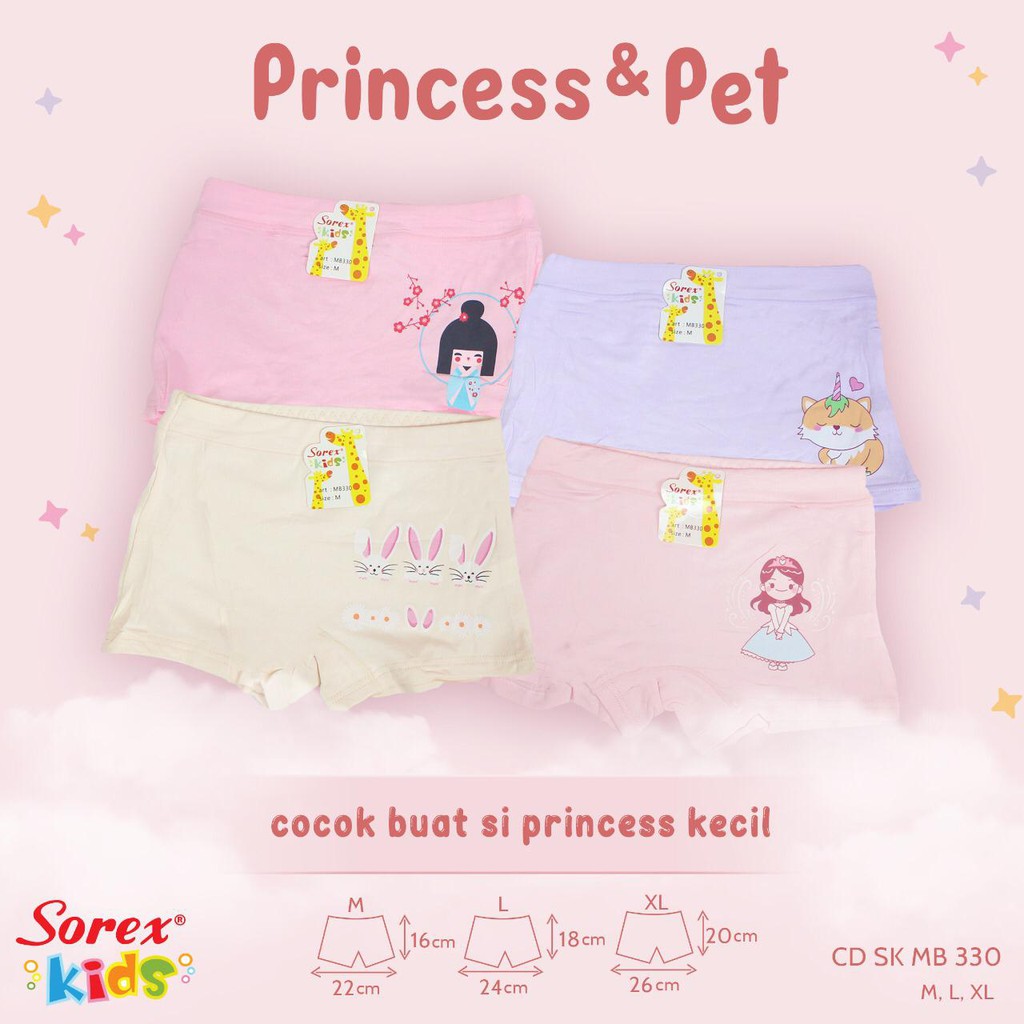 SOREX KIDS GIRL - CELANA DALAM SEGIEMPAT ANAK CEWE PEREMPUAN SK MA 551 ; MB 330 TERBARU SOREX M L XL