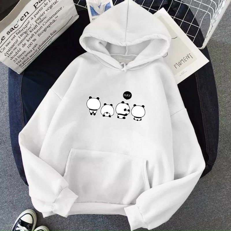 S - XXXXXL(6XL) Hoodie Hay PANDA OVERSIZE Jaket Dinggul Panda JUMBO Pria Wanita 5XL 4XL 3XL 2XL XL L XXL XXXL Jacket Jumper Cute Fleece Bear Panda Pink Kuning Biru Merah Hitam Putih