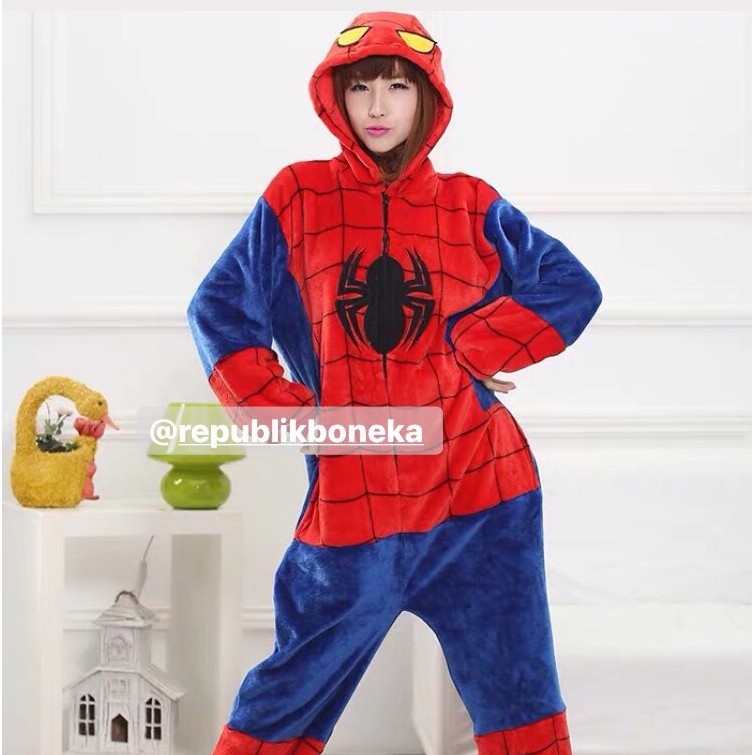 BAJU ONESIE KOSTUM SPIDERMAN AVENGERS SUPERHERO LABA LABA PIYAMA COSPLAY