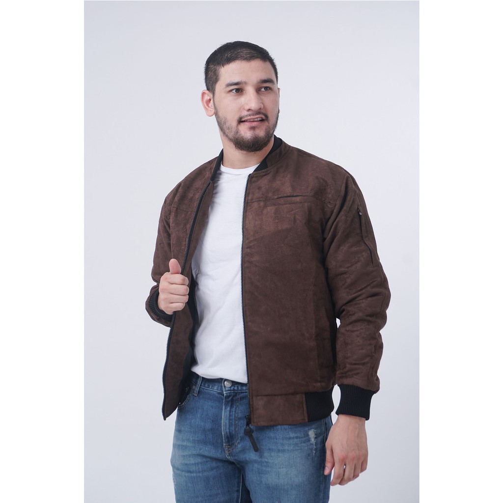 JAKET CASUAL PRIA SUEDE PREMIUM EXIGO COKLAT