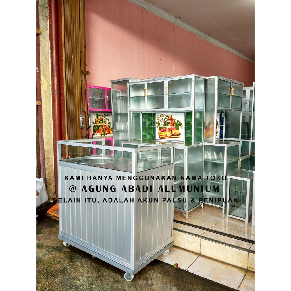 Etalase / Gerobak Alumunium Dagang Bakso / Bubur / Mie Ayam