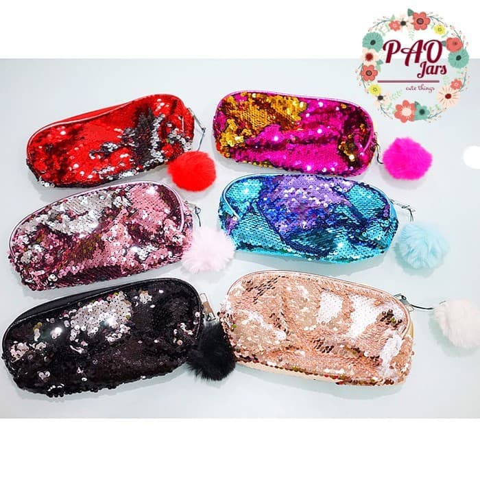 

kotak pensil sequin / tempat pensi anak / pouch pensil sequin