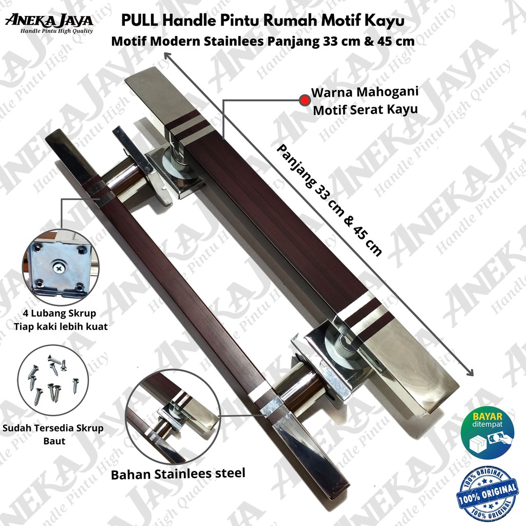 Handle pintu rumah stainlees panjang 33 cm &amp; 45 cm | Gagang Pintu rumah | Tarikan Pintu rumah murah