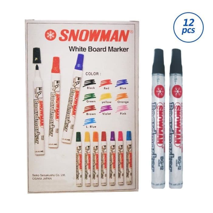 

UKRION-Spidol Snowman Boardmarker - Hitam (Pack 12 Pcs)-om