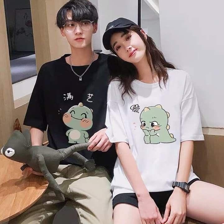 MYSTIQUE.ID-BAJU KAOS COUPLE DINO T-SHIRT LUCU DAN AESTHETIC