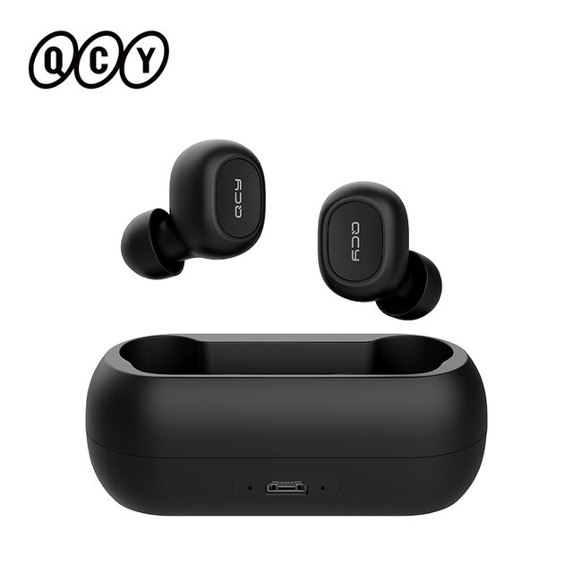 QCY T1C Earphone Bluetooth 5.0 Headphone TWS Stereo 3D Nirkabel dengan Headset Mikrofon Ganda Earbud Panggilan HD Aplikasi Penyesuaian BLACK