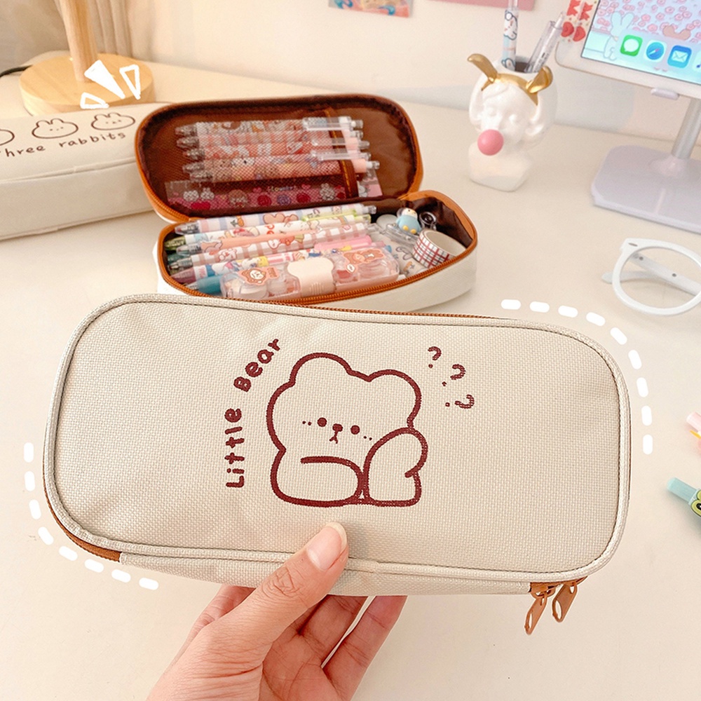 

Kawaii Bear Pencil Bags Cartoon Cute Simple Pencil Stationery Cases Student School Supplies Statione