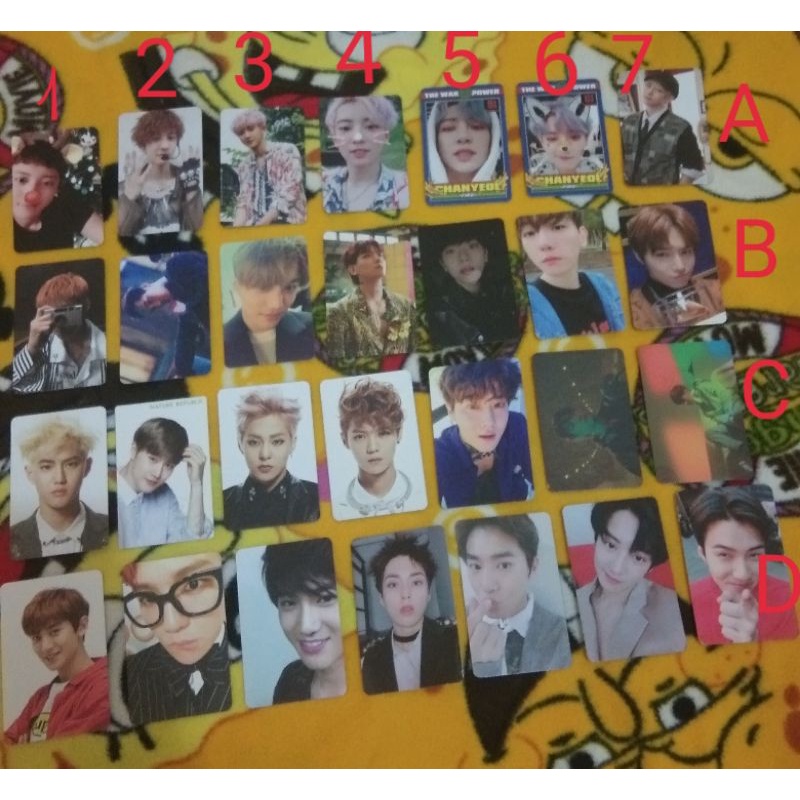 Photocard Exo (Chanyeol, Sehun, Baekhyun, Suho, Xiumin, Kai, Luhan