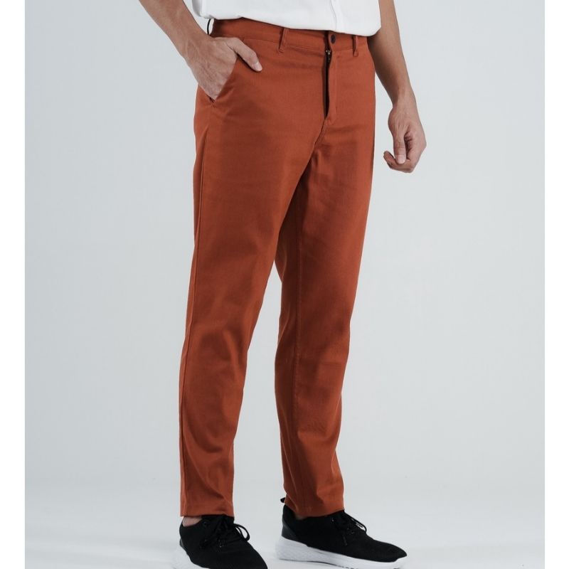 LIVEHAF Tib Chino Long pants Brick size L Celana panjang kain kantor resleting