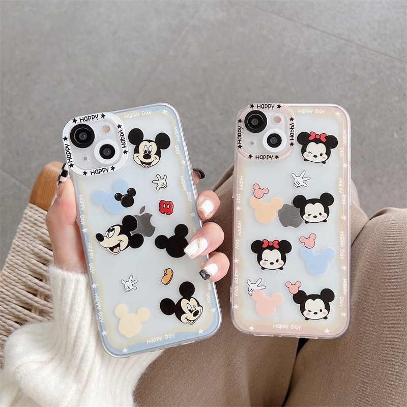 Case Pelindung Lensa Tahan Jatuh Motif Mickey Minnie Untuk iPhone 11 12 13 Pro MAX X XR XSMAX 7 8 Plus