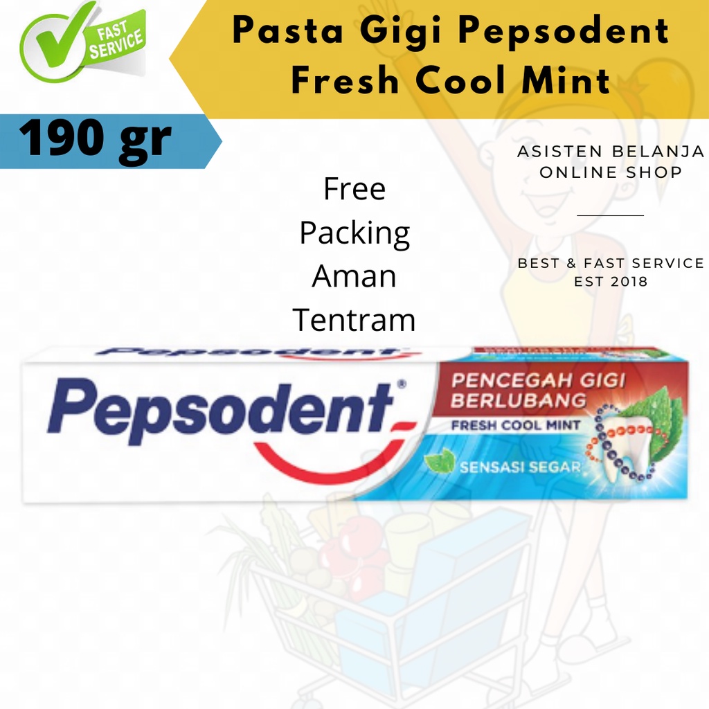 Odol Pepsodent Pencegah Gigi Berlubang Fresh Cool Mint 190g 190gr