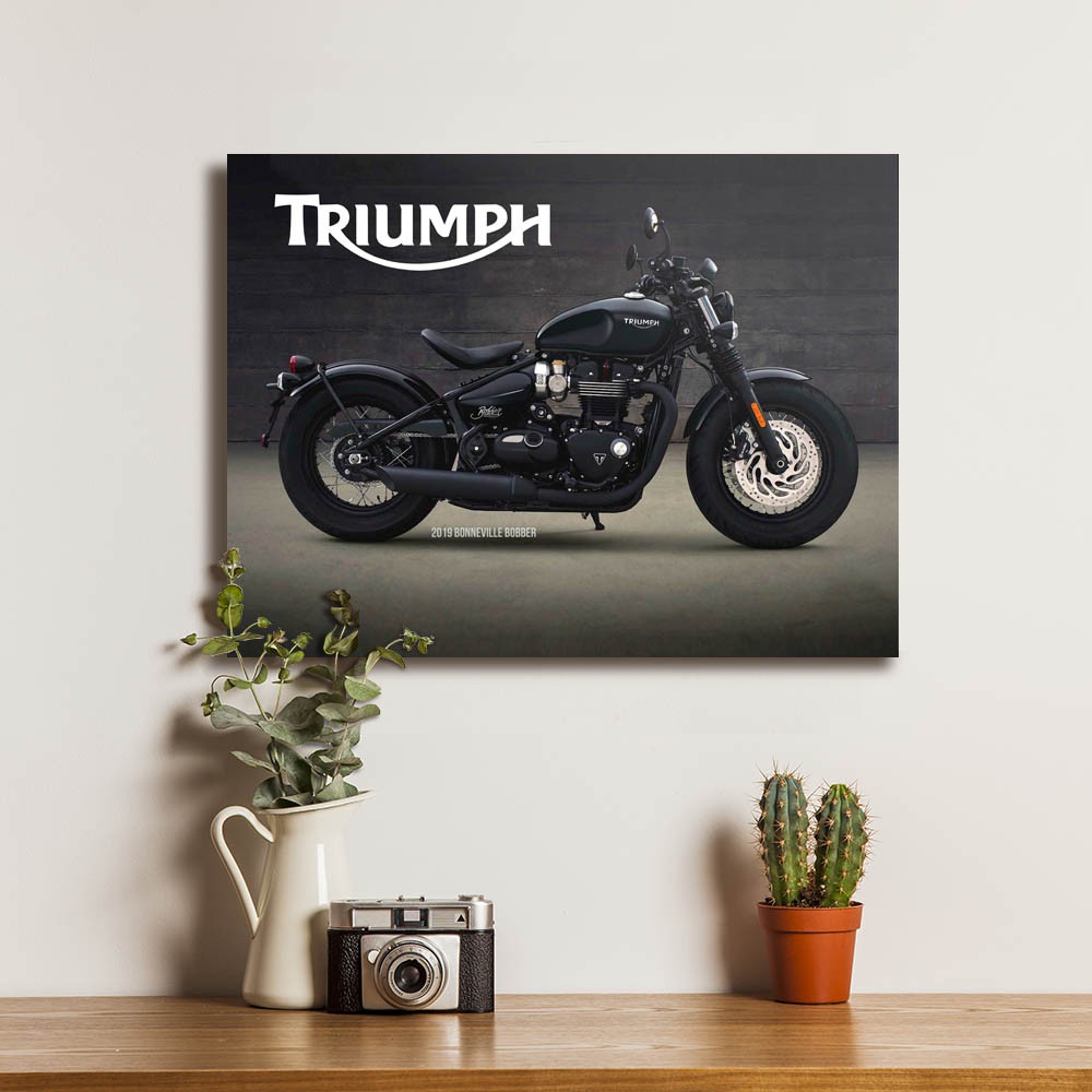 Triumph Dekorasi Bonneville Bobber Poster Kayu Hiasan Pajangan Dinding