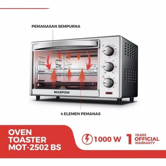 MASPION Oven Listrik 25 Liter / Oven Toaster With Rotisserie MOT 2502 BS - Garansi Resmi 1 Tahun