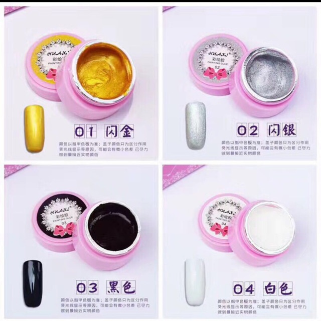 HUAXI painting gel 12 warna RECOMMENDED nailart gel untuk painting liner gel glue