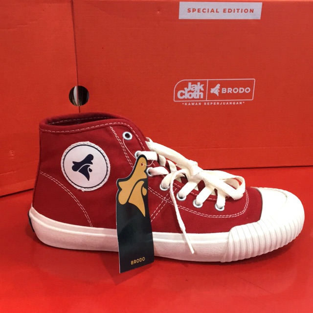 Sepatu Jakcloth X Brodo Vulcan Red classic Original lokal brand