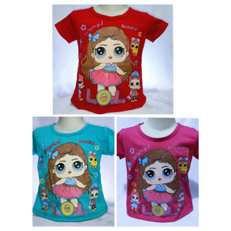 kaos anak perempuan LOL umur 2-12tahun