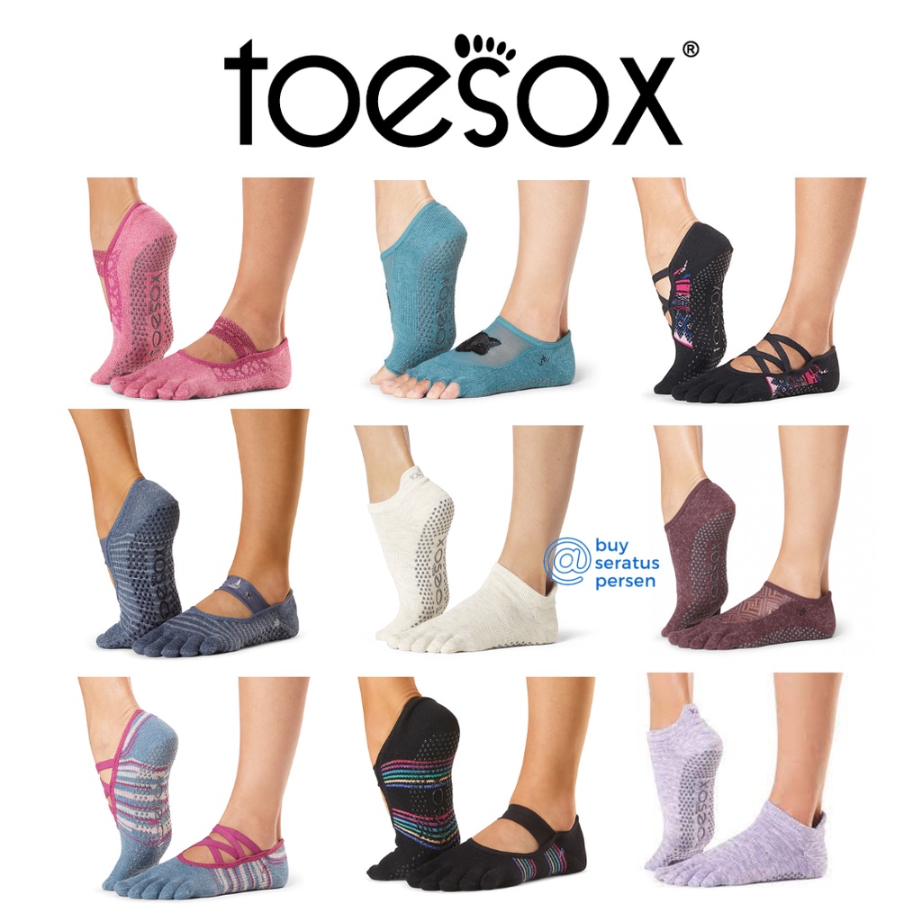 ToeSox Original Socks with Grip for Yoga Pilates Barre Ballet - Original Kaos Kaki Lima Jari