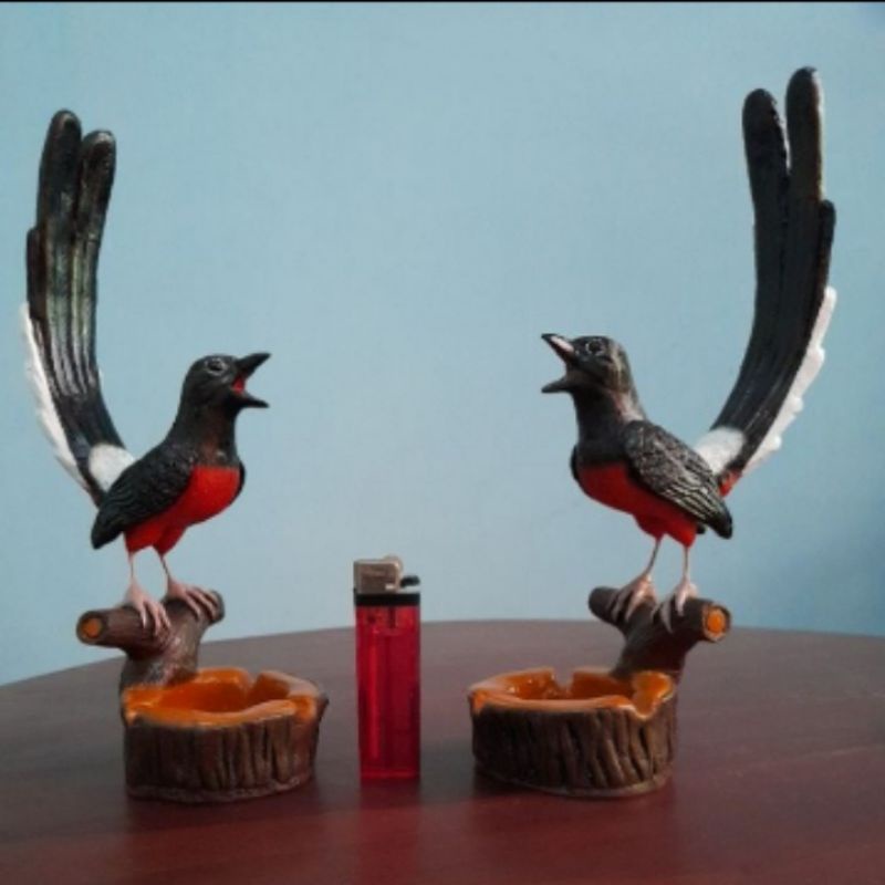 miniatur asbak  burung  murai batu  murah unik pajangan rumah