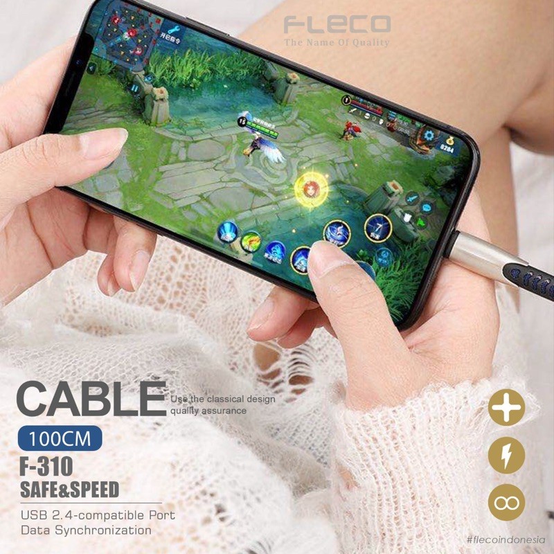 PROMO KABEL DATA FLECO F310 MICRO / TYPE C FAST CHARGING ORIGINAL SAFE SPEED NEW GAMING CABLE