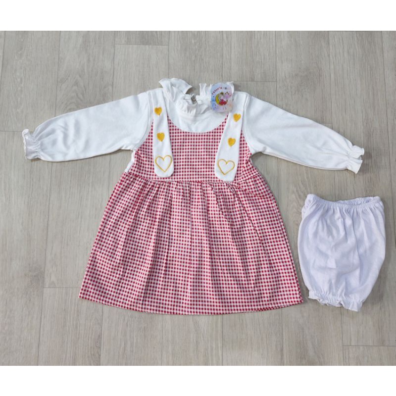 baju bayi peremouan dress love lengan panjang