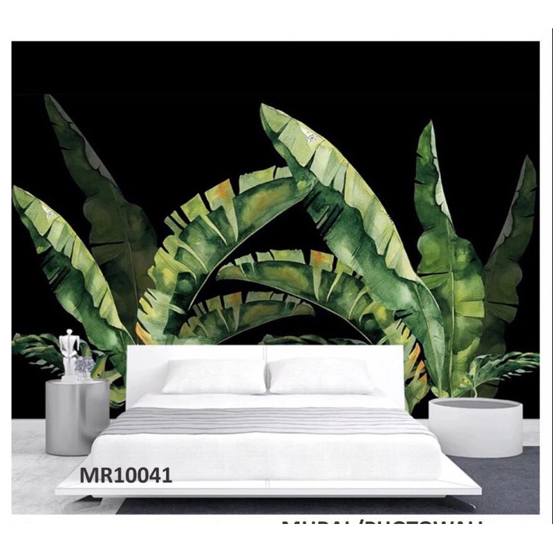 Mural Photowall Wallpaper Dinding Photowall Motih Daun Pisang Natural