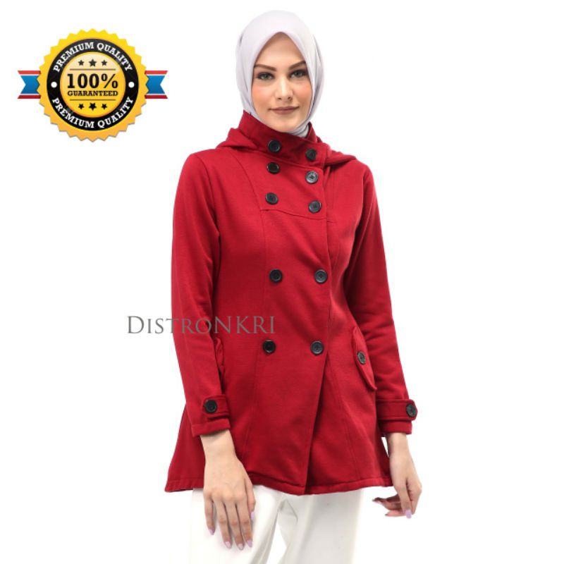 Terlaris COD JAKET HIJABER KOREA STYLE DISTRONKRI MANTEL MUSLMAH FASHION ATASAN WANITA OUTERWEAR TEBAL Elegan