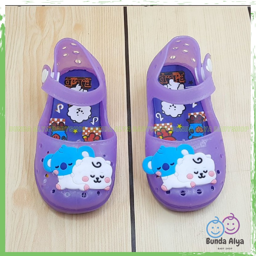 Sepatu Anak Perempuan Jelly LED Usia 6 Sampai 18 Bulan - Sepatu Anak Cewek Jelly Lampu Motif UNGU Sepatu Jelly Lentur Elastis Anti Licin Model Tali