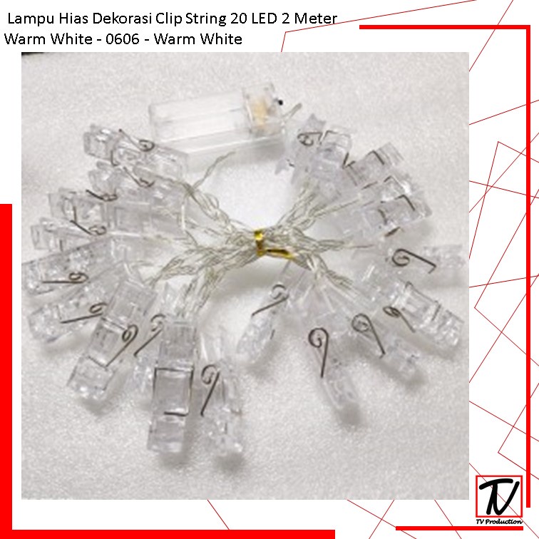 Lampu Hias Dekorasi Clip String 20 LED 2 Meter Warm White - 0606 - Warm White