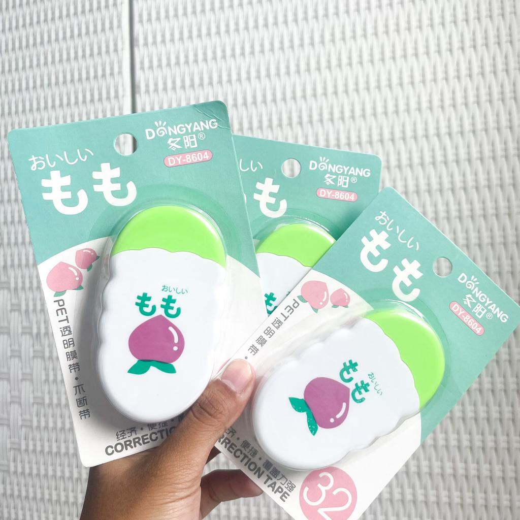 TIP EX KERTAS MODEL PEACH DONG YANG UKURAN BESAR READY 3 WARNA LENGKAP CORRECTION TAPE LUCU HARGA TERJANGKAU STATIONARY IMUT BEST IMPORT QUALITY