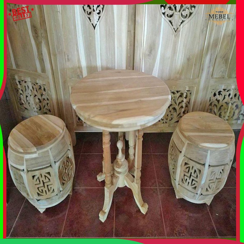 Kursi Teras Bulat Minimalis Kendang Gentong Jati Jepara Mentahan mebel jepara
