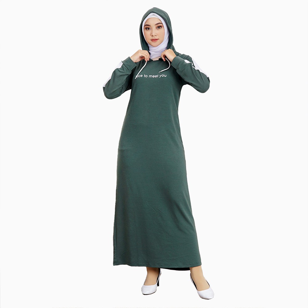 Long Dress hoodie lengan panjang Muslim wanita printing model terbaru - XSHOP Jayanti