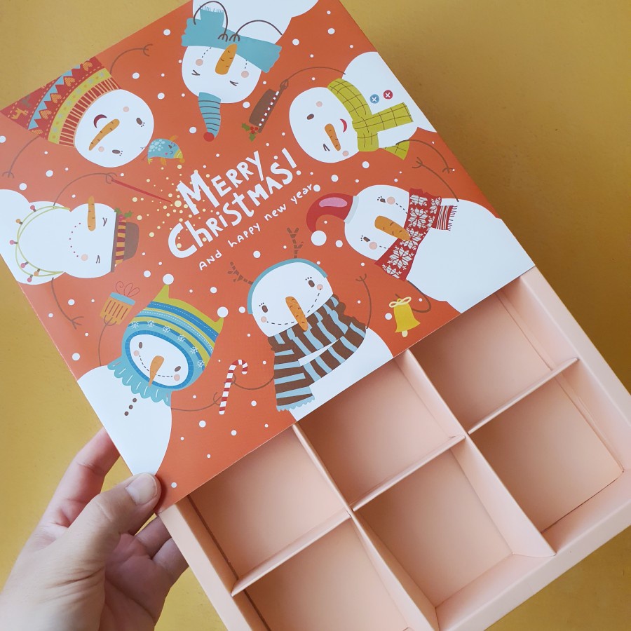 

Box Kue Cake Natal Kotak Kemasan Dus Kue Eggtart Sekat 9 Merry Christmas Snowman Packagin Hampers - 5 Pcs