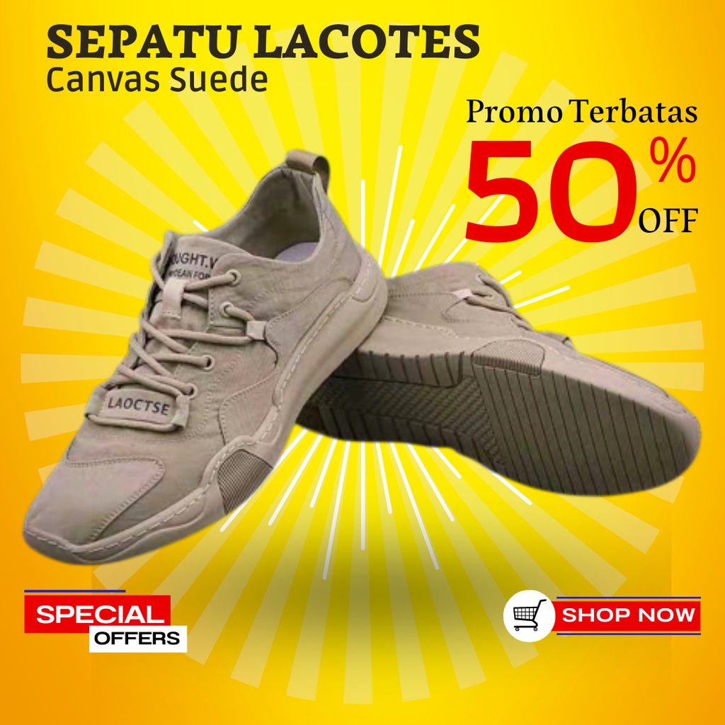 Sepatu Laoctse Sneakers Pria Keren Original Import Premium Quality Snekers Canvas Hitam Pria Cowo Ke