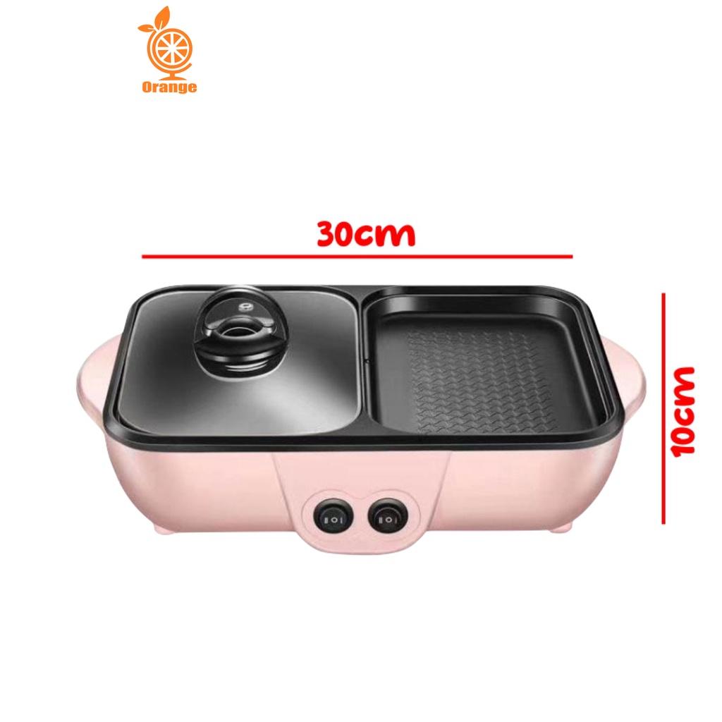 Pemanggang Electric Pot Steamboat &amp; Grill Pan BBQ Shabu Elektrik Peralatan Masak Penggorengan Pemanggang Listrik-Alat Panggang Serbaguna